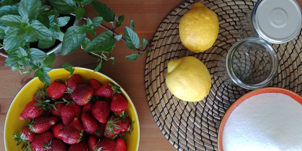 fraises menthe et citron pour faire une confiture
