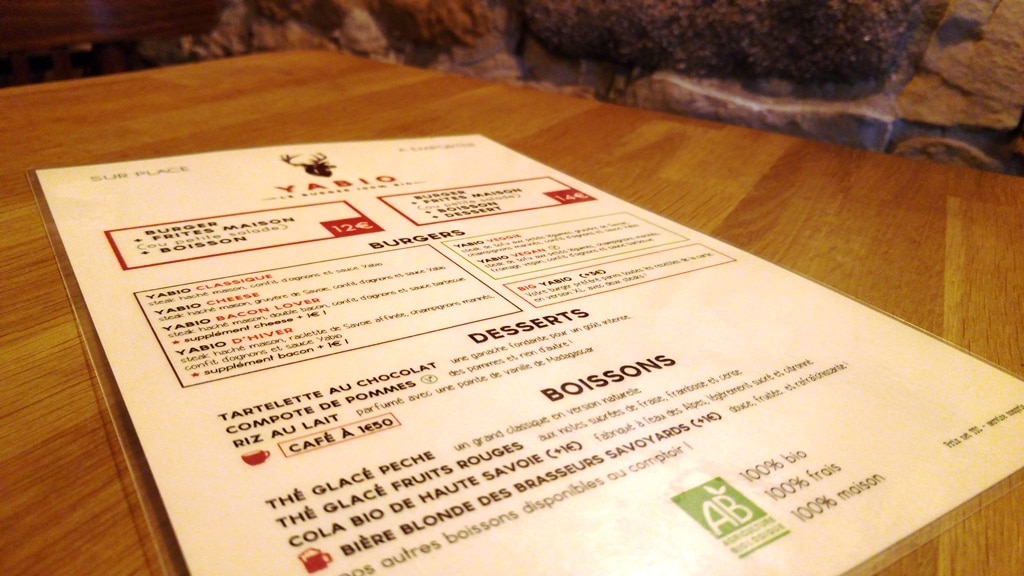 yabio carte menu lyon