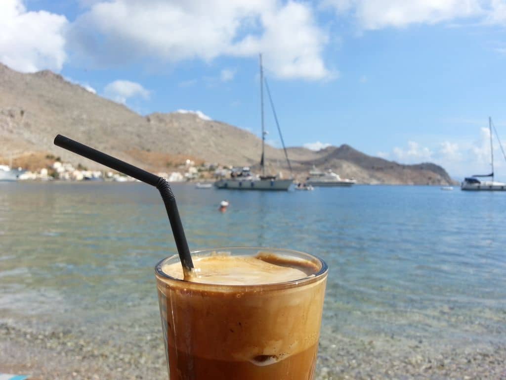 symi pedi beach cafe frappe