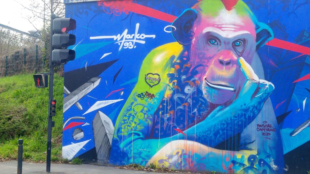 happycurio singe marko 93 canal saint denis street art