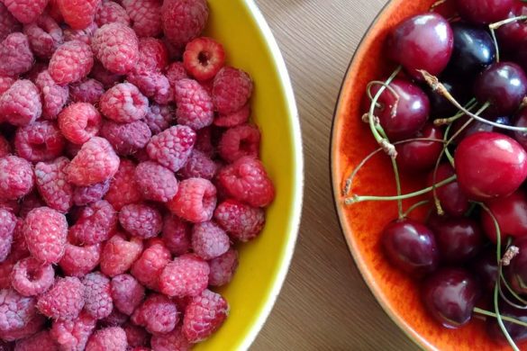 confiture de framboises et cerise