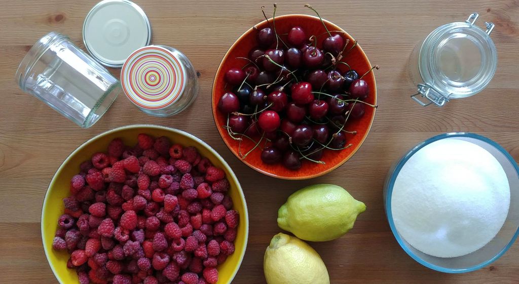 ingredients pour confiture framboise cerise