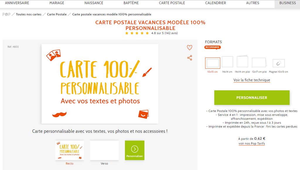 popcarte carte personnalisable