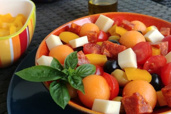 recette d'été melon chorizo poivron