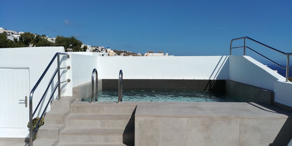 terrasse avec vue santorin